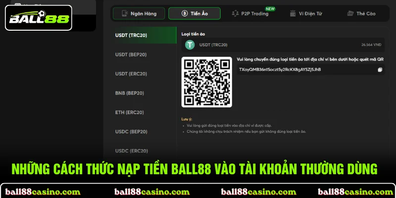 Những cách thức nạp tiền BALL88 vào tài khoản thường dùng