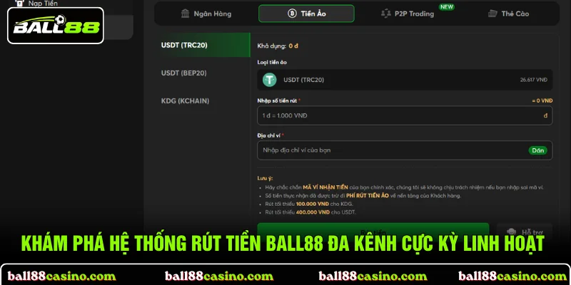 Khám phá hệ thống rút tiền BALL88 đa kênh cực kỳ linh hoạt